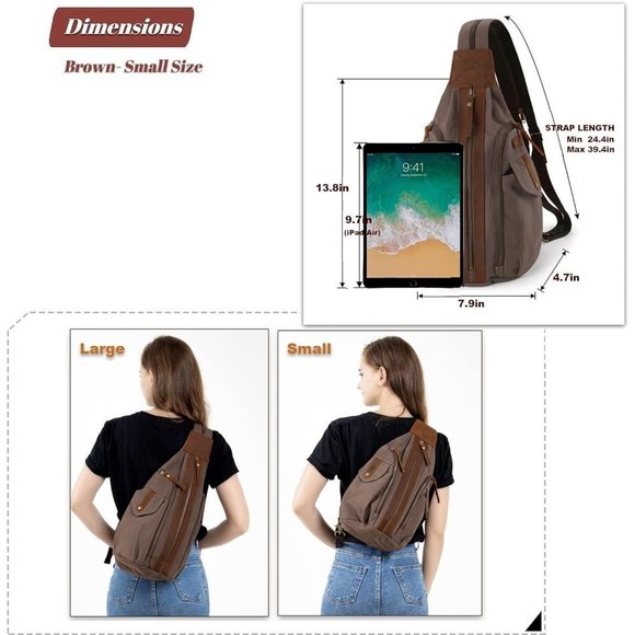 Canvas Sling Backpack Casual Crossbody   Women Men Shoulder Rucksack Daypack main image 6